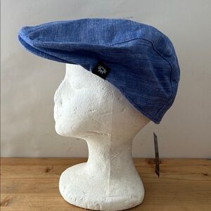 Tribe Headgear Hat NWT Blue Hemp Fixed Brim Cap  Driving Cabbie Golf Sz S/M